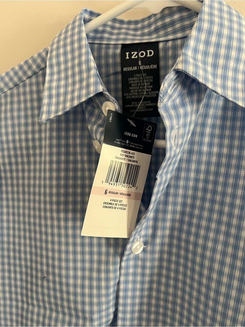 Izod Kids Light Blue Gingham Dress Shirt